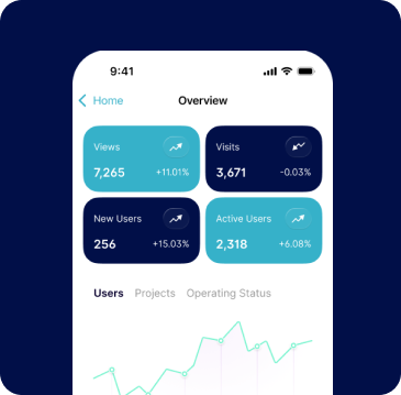 Colata dashboard displayed on a mobile phone with analytics and user data